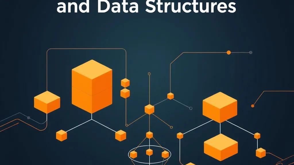 Diagram representing data structure node linkages, asymptotic time complexity curves, and algorithm execution paths in computer science education.