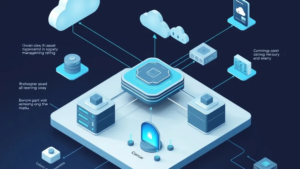 Diagram showing a centralized IT asset inventory mapping cloud servers, software services, and hardware devices to designated security owners.