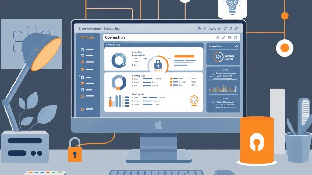 A secure, modern remote IT support dashboard interface showing audit logs, system connections, and access privilege settings.