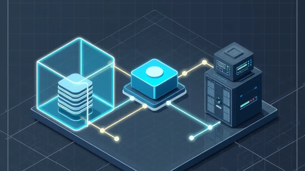 Isometric architectural diagram showing system boundaries, API gateways, and decoupled specialized compute nodes on a technical blueprint context.