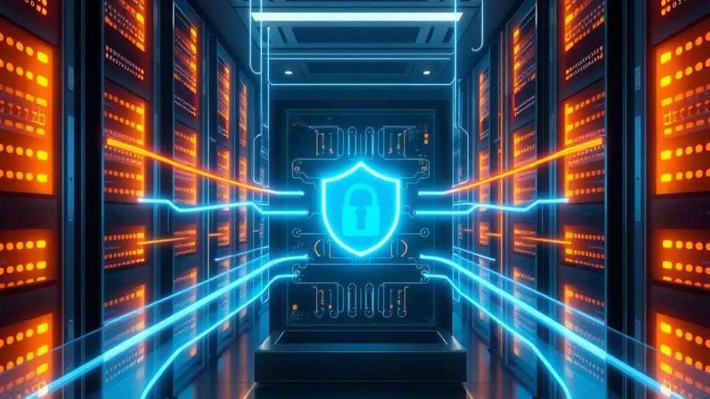 A conceptual view of network security barriers protecting sensitive database and gateway systems.