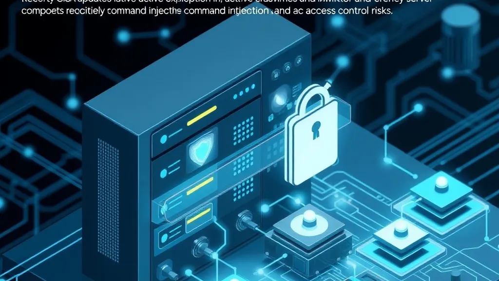Digital representation of server security layers being breached by unauthorized code injection.