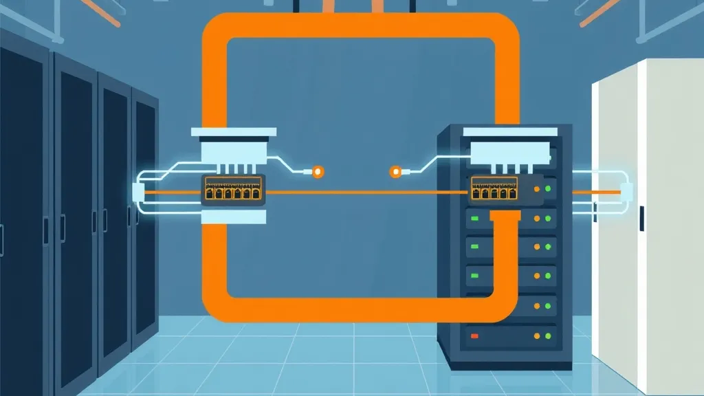 Conceptual visualization of a redundant network showing two distinct physical data paths with independent power sources.