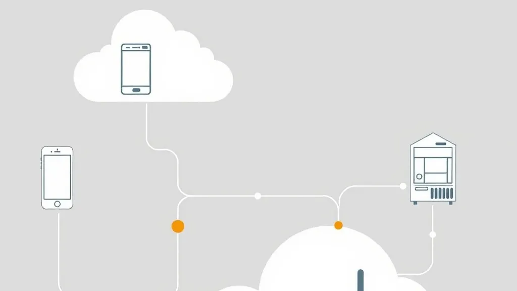A conceptual layout showing the connection between mobile hardware, cloud AI server clusters, and automated smart appliances.