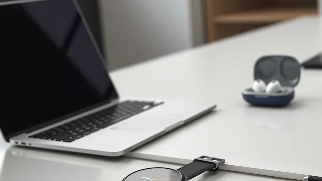Conceptual visualization showing the transition from modern AI-powered PCs to niche wearable hardware components.