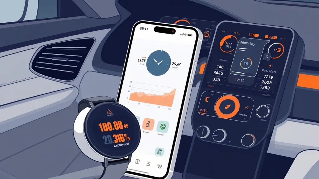Modern smartwatch displaying health metrics alongside a mobile connection interface