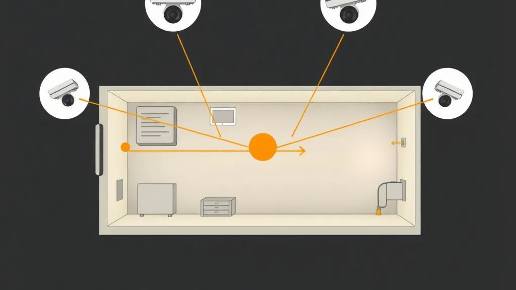 A diagram showing how to position surveillance cameras for different security objectives