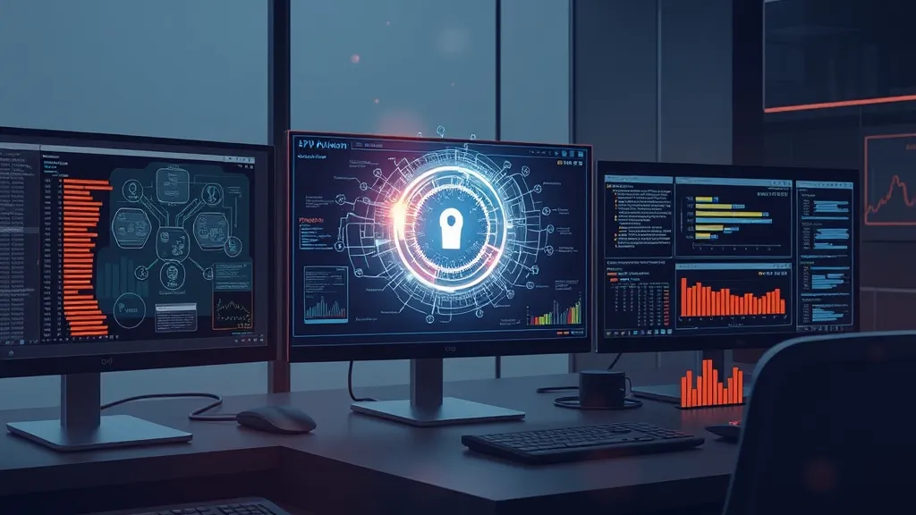 Cybersecurity analyst evaluating vulnerability risk scores and asset exposure data on a digital dashboard.
