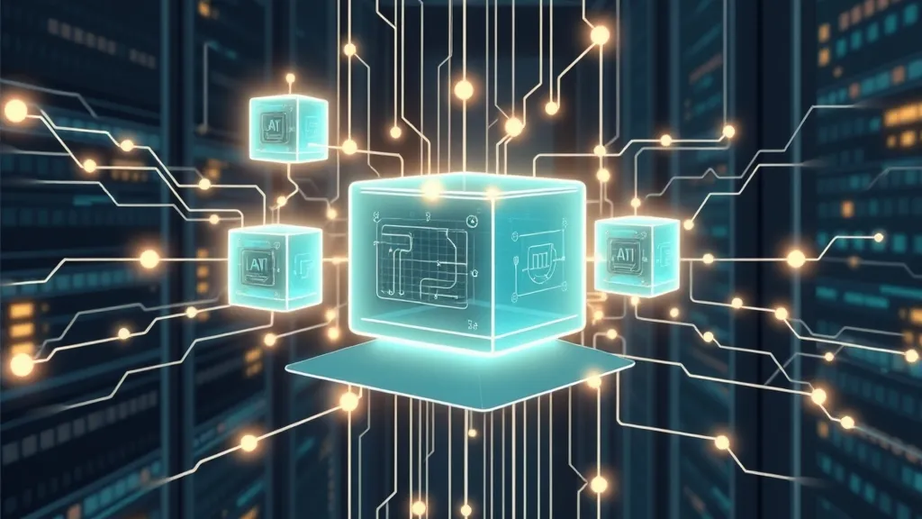 A abstract visualization showing multiple interconnected digital nodes collaborating to perform complex computing tasks.