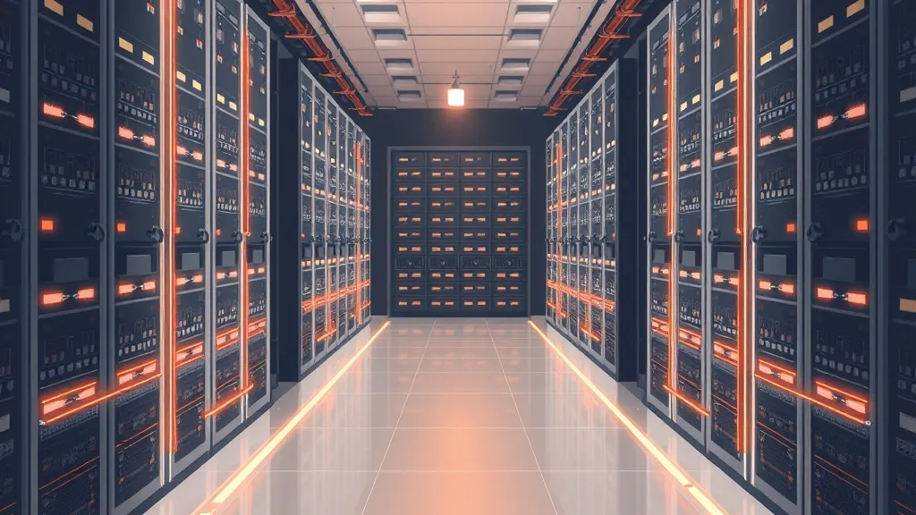 A schematic representation of an integrated data center infrastructure highlighting secure compute and data flow paths.