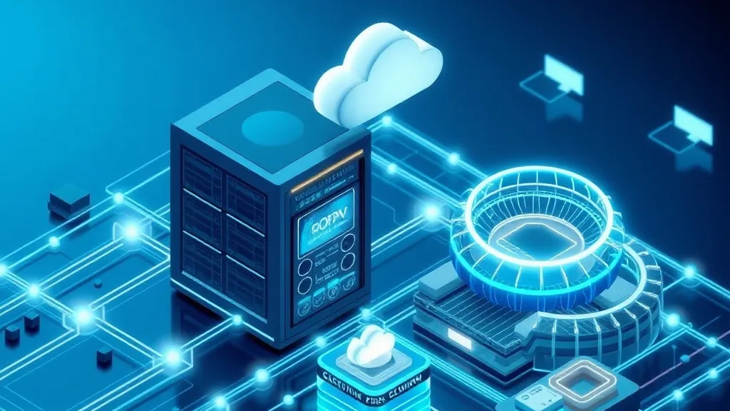 A conceptual digital network diagram showing interconnected cloud compute hubs, enterprise database clusters, and streaming delivery nodes.