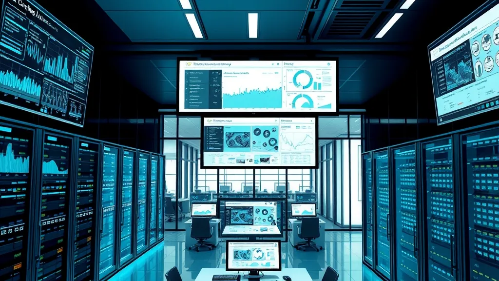 A modern network operations center monitoring high-concurrency cloud streaming metrics and stadium digital enterprise architecture.